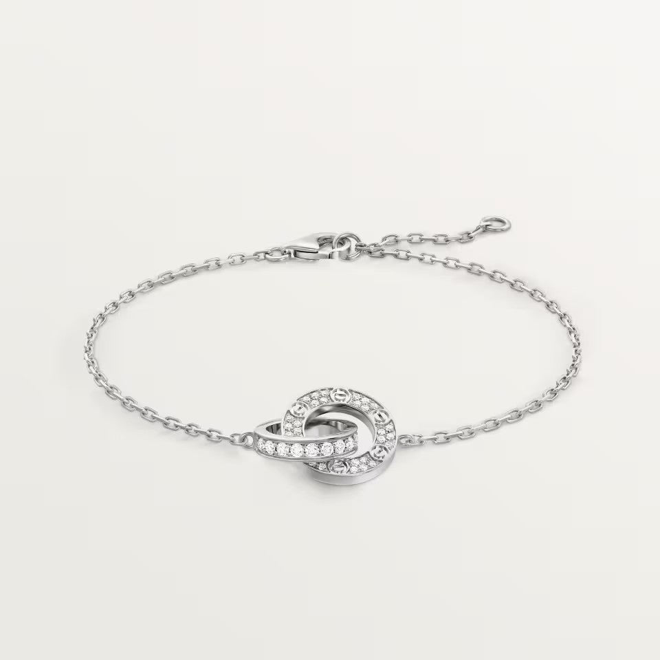 [Amore]LOVE DOUBLE RING FULL DIAMOND BRACELET