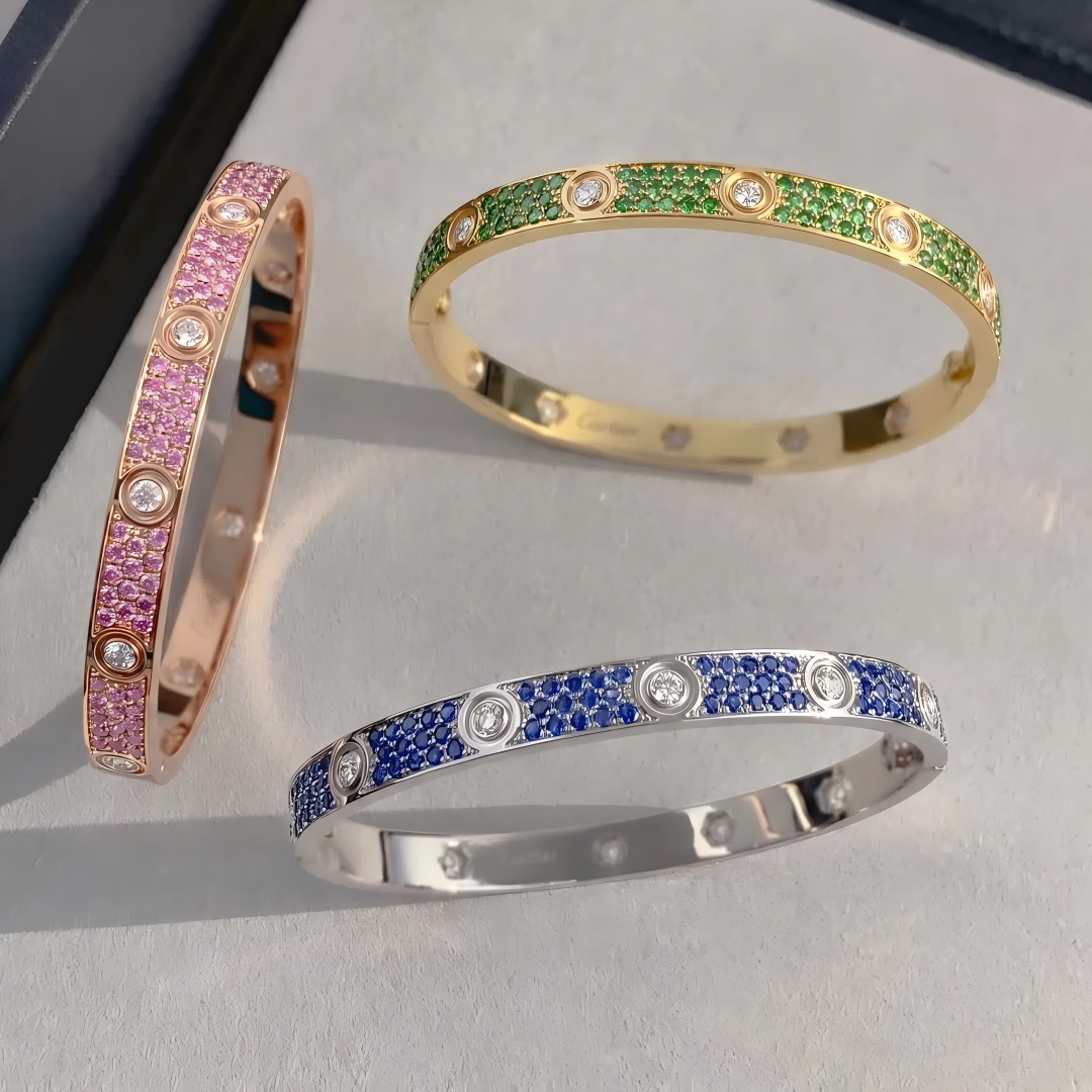 [Amore]2026 PAVE GEMSTONE LOVE BRACELET 6.1MM 10 DIAMONDS