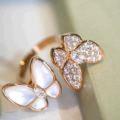 [Amore]TWIN BUTTERFLY DIAMOND MOP RING