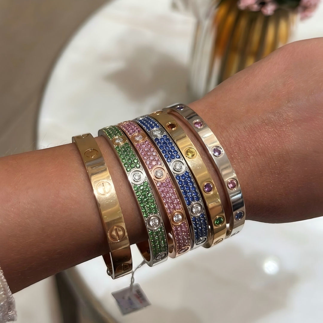 [Amore]2026 PAVE GEMSTONE LOVE BRACELET 6.1MM 10 DIAMONDS