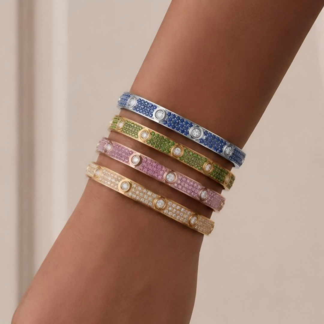 [Amore]2026 PAVE GEMSTONE LOVE BRACELET 6.1MM 10 DIAMONDS