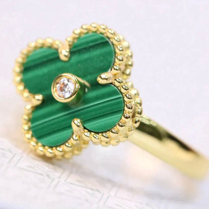 [Amore]CLOVER MALACHITE RING GOLD DIAMOND