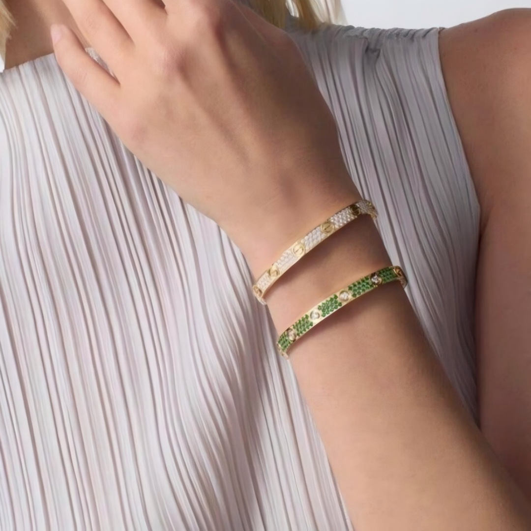 [Amore]2026 PAVE GEMSTONE LOVE BRACELET 6.1MM 10 DIAMONDS