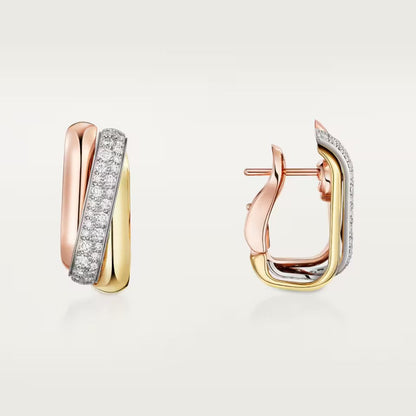 [Amore]TRINITY HALF DIAMOND  CUSHION EARRINGS