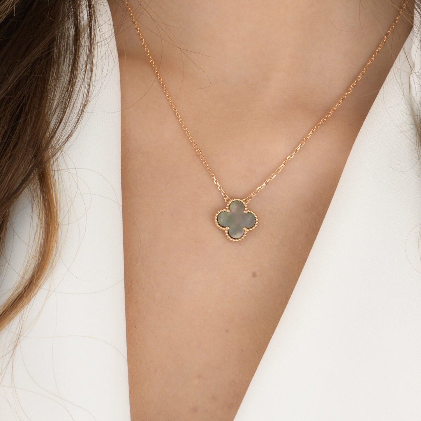 [Amore]CLOVER 15MM  GRAY MOTHER OF PEARL NECKLACE