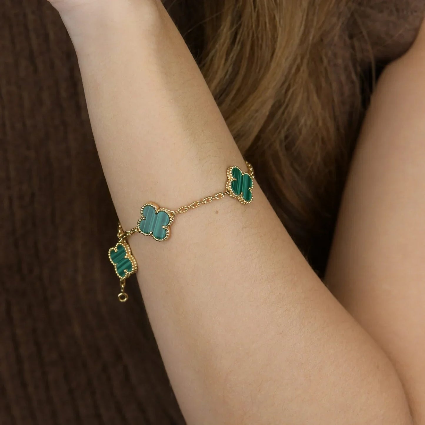 [Amore] CLOVER 5 MOTIF MALACHITE BRACELET COLLECTION