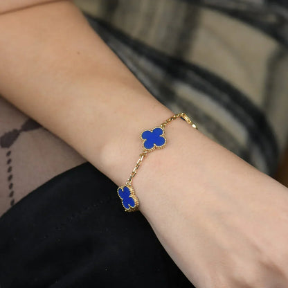[Amore] CLOVER 5 MOTIF BLUE AGATE BRACELET COLLECTION