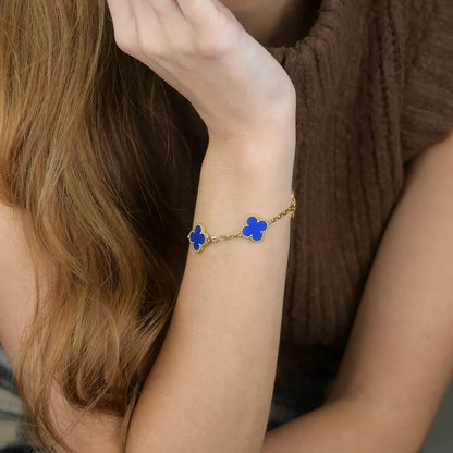 [Amore] CLOVER 5 MOTIF BLUE AGATE BRACELET COLLECTION
