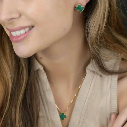 [Amore]CLOVER MINI 9.5MM MALACHITE  EARRINGS