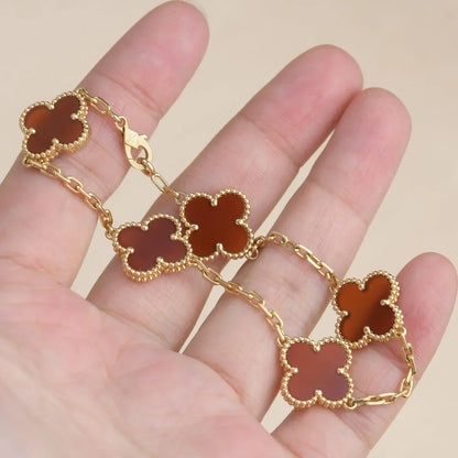 [Amore] CLOVER 5 MOTIF RED CORNELIAN BRACELET COLLECTION