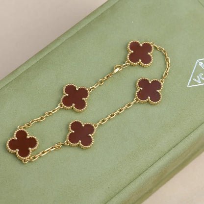 [Amore] CLOVER 5 MOTIF RED CORNELIAN BRACELET COLLECTION