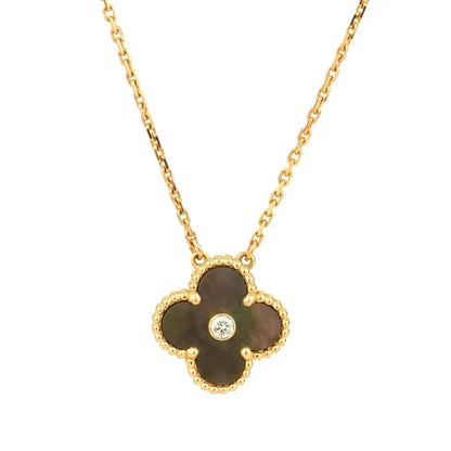 [Amore]CLOVER 15MM DIAMOND AND MOTHER-OF-GREY NECKLACE