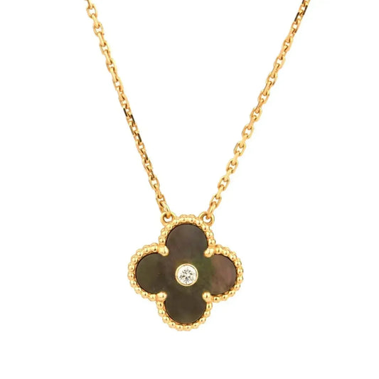 [Amore]CLOVER 15MM DIAMOND AND MOTHER-OF-GREY NECKLACE