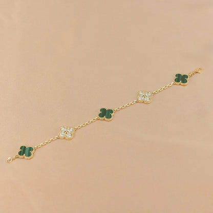 [Amore] CLOVER 5 MOTIF MALACHITE BRACELET COLLECTION