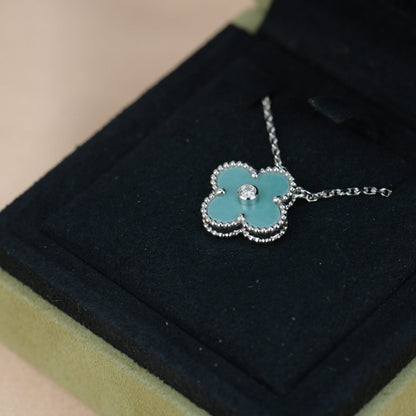 [Amore]CLOVER 15MM DIAMOND SVRES PORCELAIN  NECKLACE SILVER