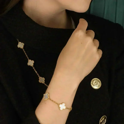 [Amore]CLOVER WHITE PEARL MOP 5 MOTIF BRACELET COLLECTION