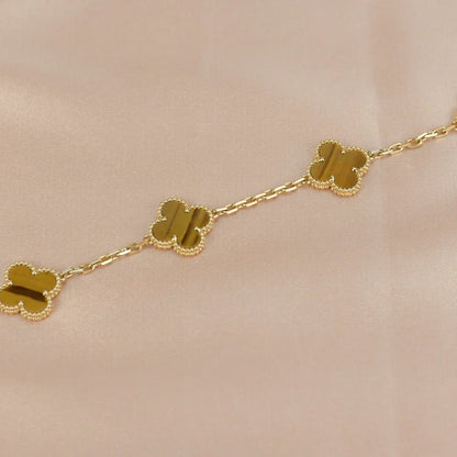 [Amore] CLOVER 5 MOTIFS TIGER EYE BRACELET COLLECTION