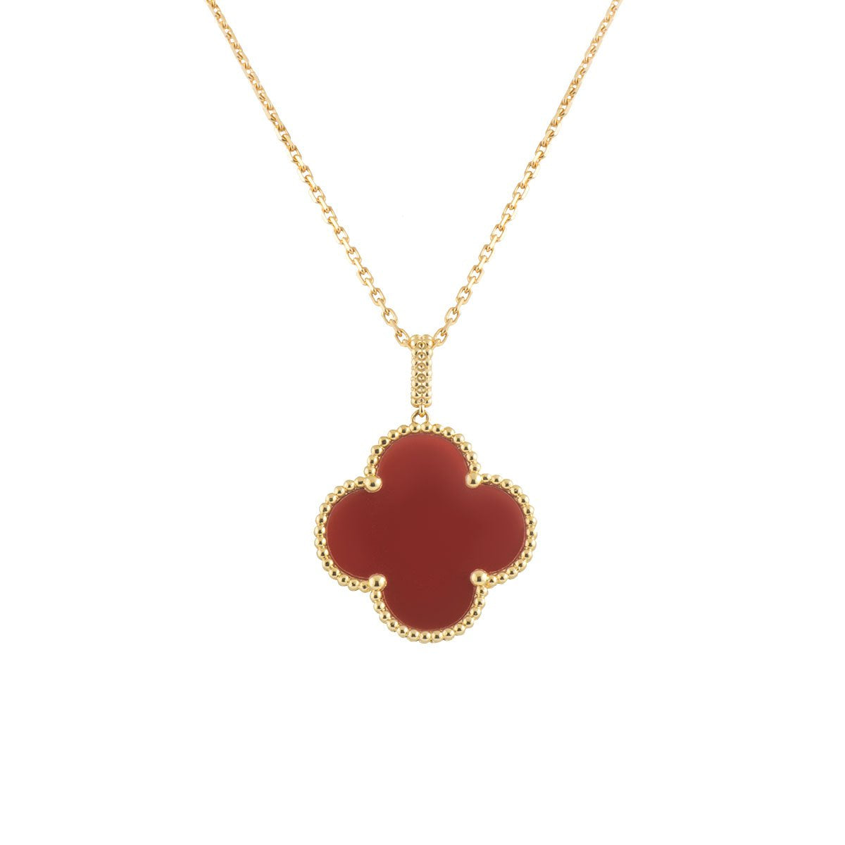 [Amore]CLOVER 25MM NECKLACE GOLD CARNELIAN