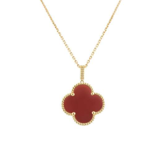 [Amore]CLOVER 25MM NECKLACE GOLD CARNELIAN