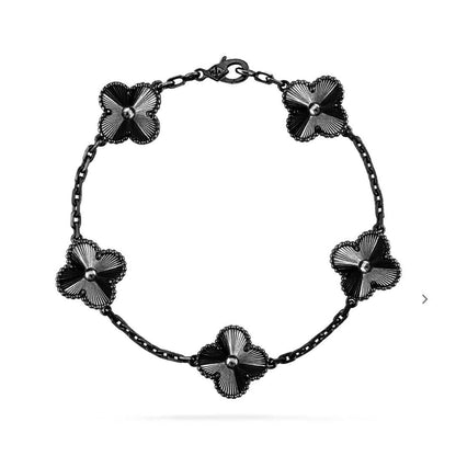 [Amore]CLOVER 5 MOTIF BLACK BRACELET