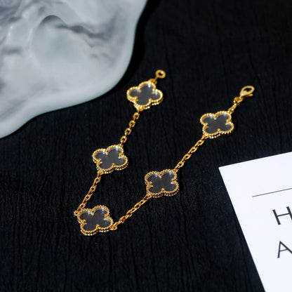 [Amore]CLOVER 5 MOTIF ROCK CRYSTAL BRACELET