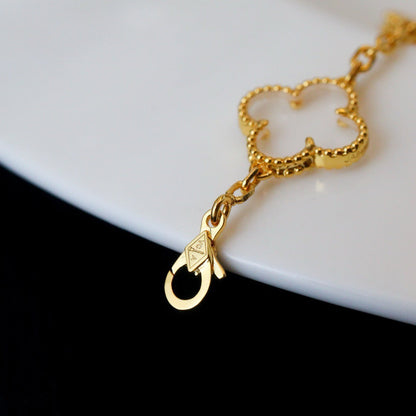 [Amore]CLOVER 5 MOTIF ROCK CRYSTAL BRACELET