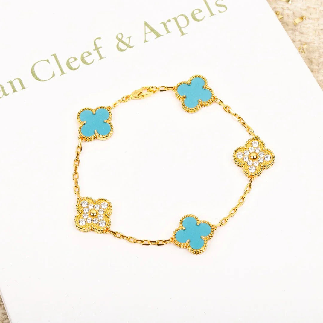 [Amore] CLOVER 5 MOTIF TURQUOISE BRACELET COLLECTION