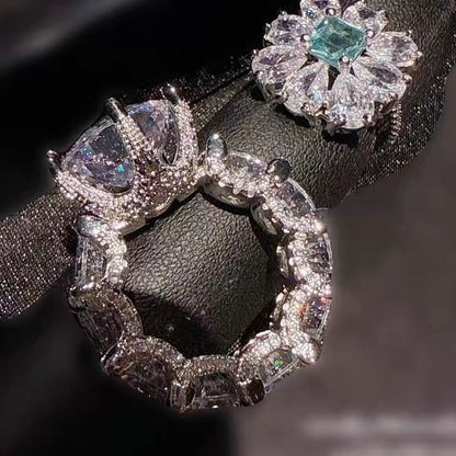 [Amore]Exquisite Multicolored Radiant Zircon Everyday Ring