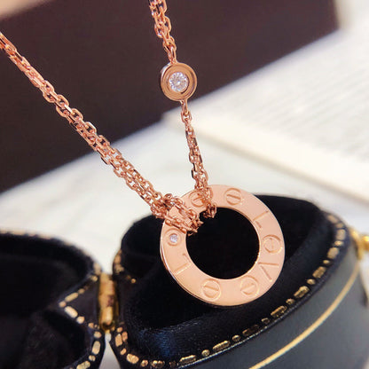 [Amore]LOVE NECKLACE 16MM 2 DIAMONDS