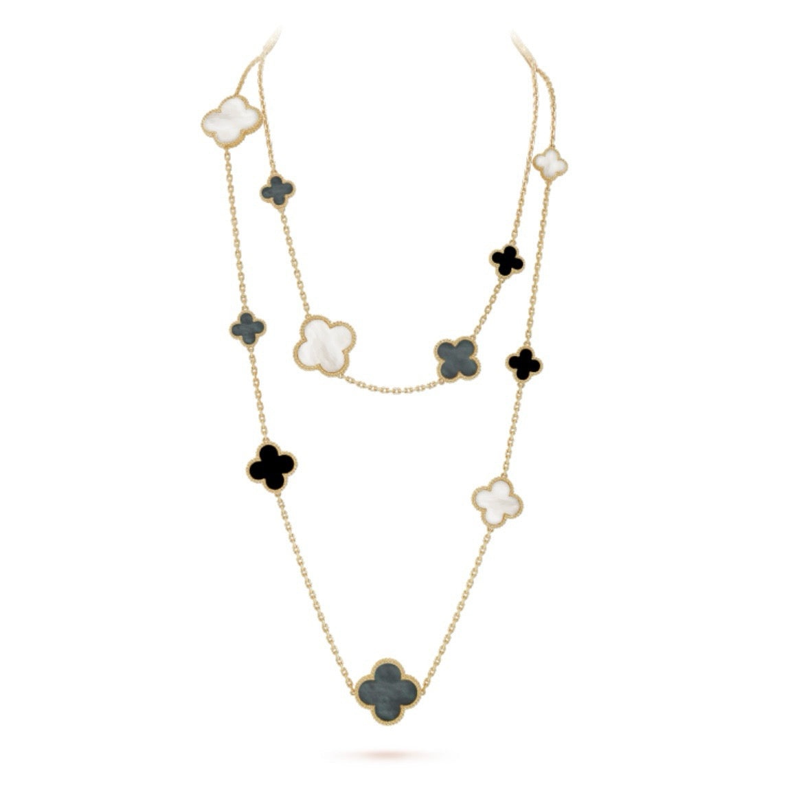 [Amore]CLOVER 16 MOTIF CHALCEDONY MOP Gold NECKLACE