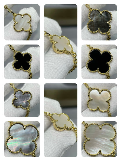 [Amore]CLOVER 16 MOTIF CHALCEDONY MOP Gold NECKLACE