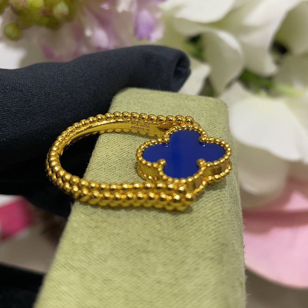 [Amore]CLOVER RIVERSIBLE BLUE AGATE RING
