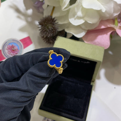 [Amore]CLOVER RIVERSIBLE BLUE AGATE RING