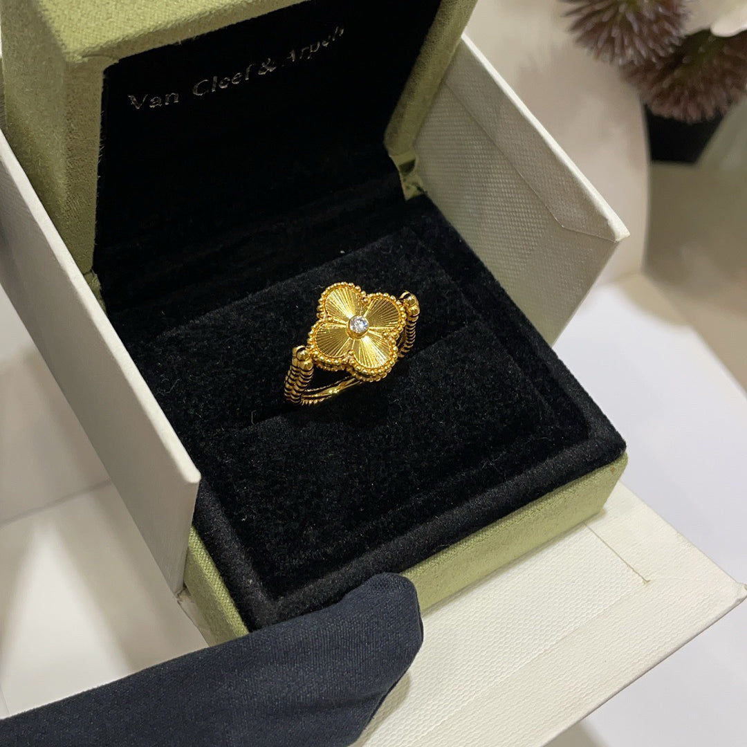 [Amore]CLOVER RIVERSIBLE BLUE AGATE RING