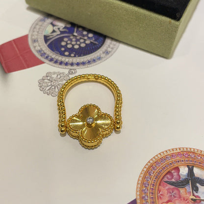 [Amore]CLOVER RIVERSIBLE BLUE AGATE RING