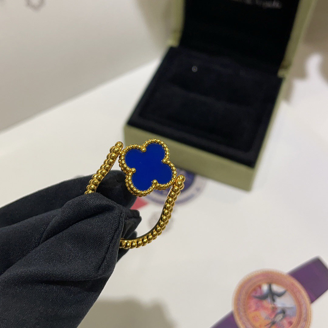 [Amore]CLOVER RIVERSIBLE BLUE AGATE RING