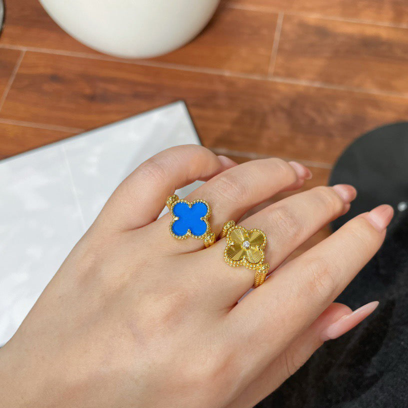 [Amore]CLOVER RIVERSIBLE BLUE AGATE RING