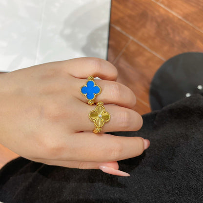 [Amore]CLOVER RIVERSIBLE BLUE AGATE RING