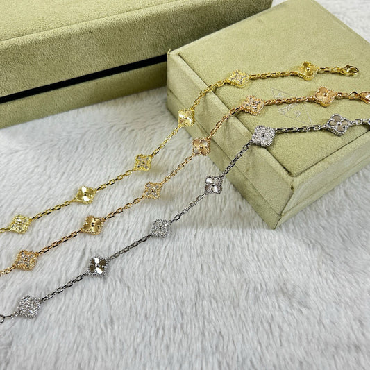[Amore]CLOVER 6 MOTIF DIAMOND LASER BRACELET