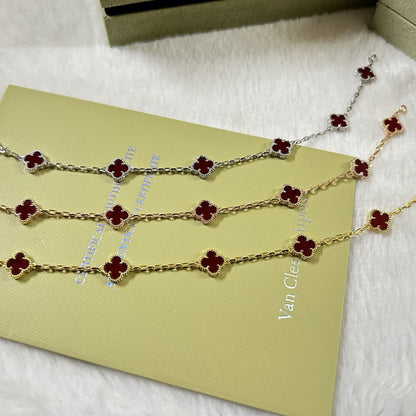 [Amore]CLOVER 6 MOTIF RED AGATE BRACELET