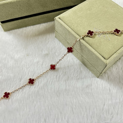 [Amore]CLOVER 6 MOTIF RED AGATE BRACELET