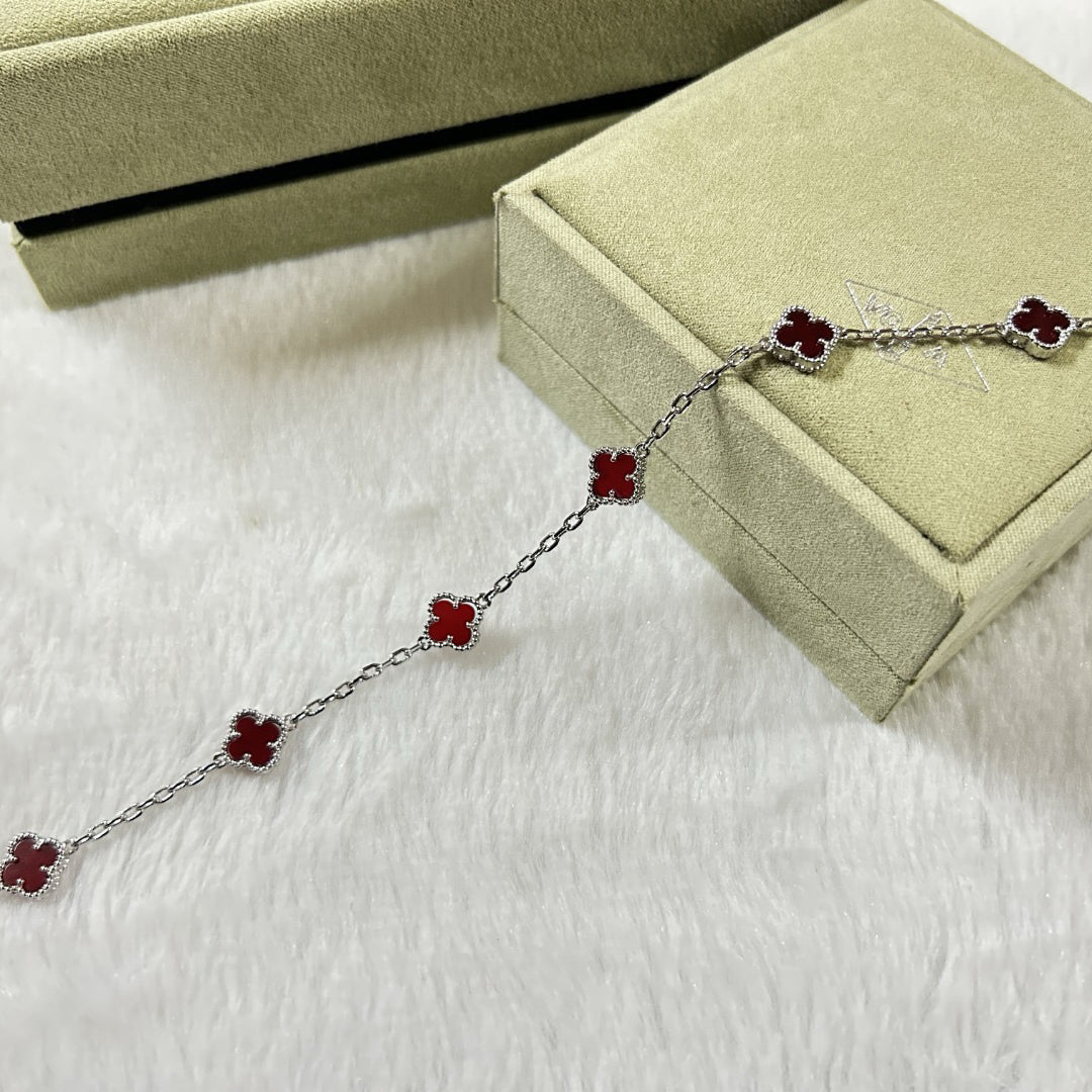 [Amore]CLOVER 6 MOTIF RED AGATE BRACELET