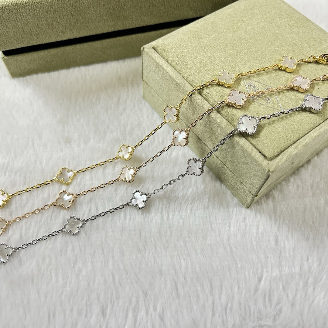 [Amore]CLOVER 6 MOTIF WHITE MOP BRACELET