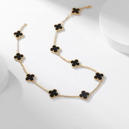 [Amore]CLOVER 10 MOTIFS ONYX NECKLACE