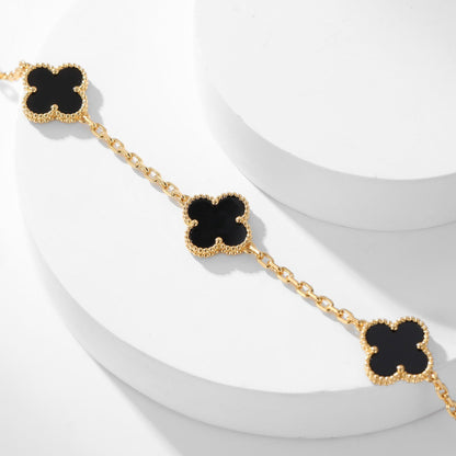 [Amore]CLOVER 10 MOTIFS ONYX NECKLACE
