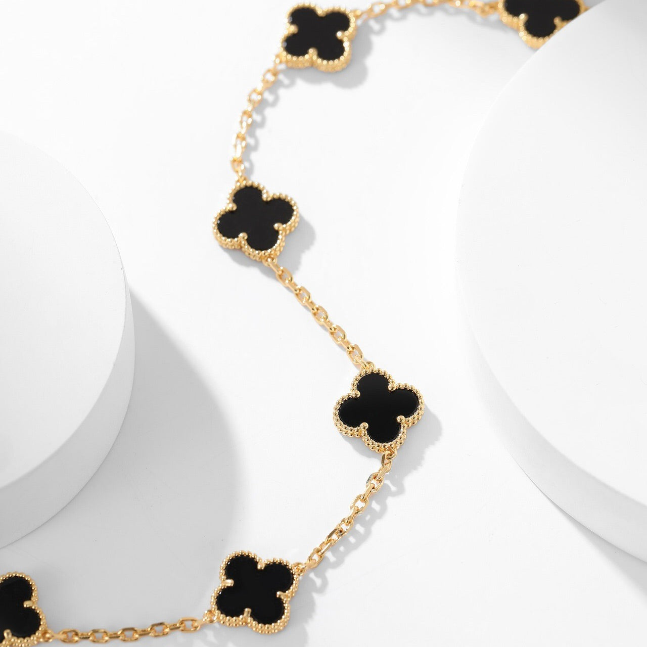 [Amore]CLOVER 10 MOTIFS ONYX NECKLACE