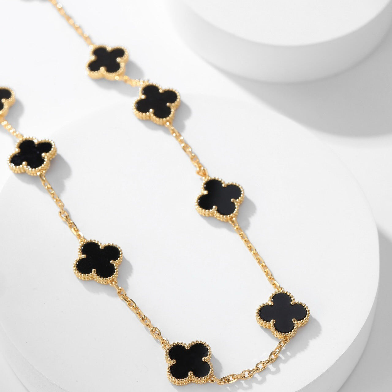 [Amore]CLOVER 10 MOTIFS ONYX NECKLACE