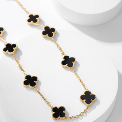 [Amore]CLOVER 10 MOTIFS ONYX NECKLACE