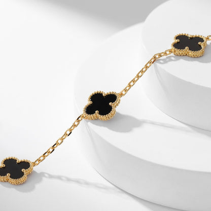 [Amore]CLOVER 10 MOTIFS ONYX NECKLACE