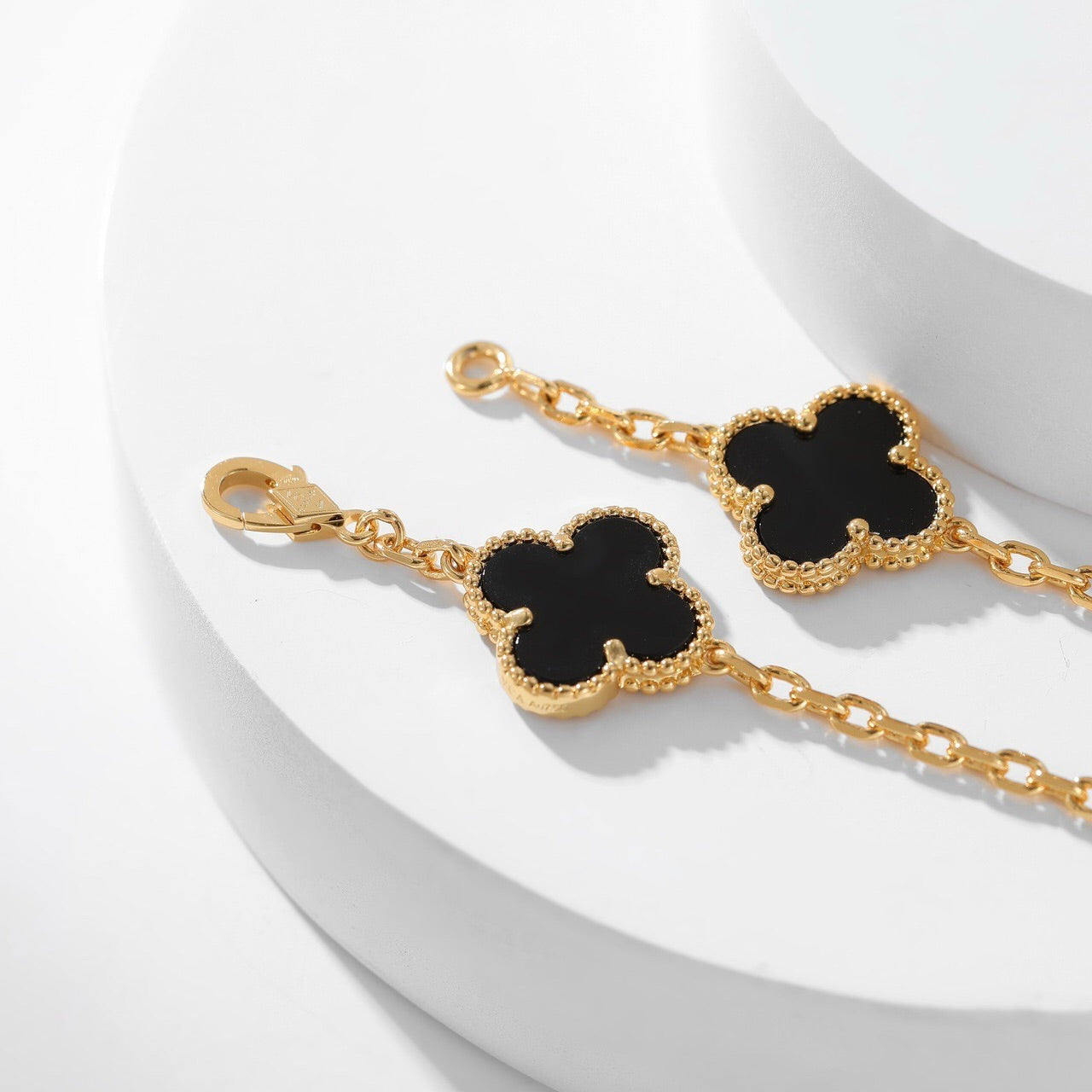 [Amore]CLOVER 10 MOTIFS ONYX NECKLACE